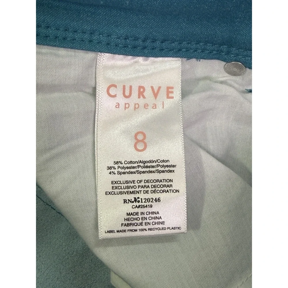 Curve Appeal Jeans Womens 8 Blue Teal High Rise Minimalist Jegging Stretch - Picture 8 of 9